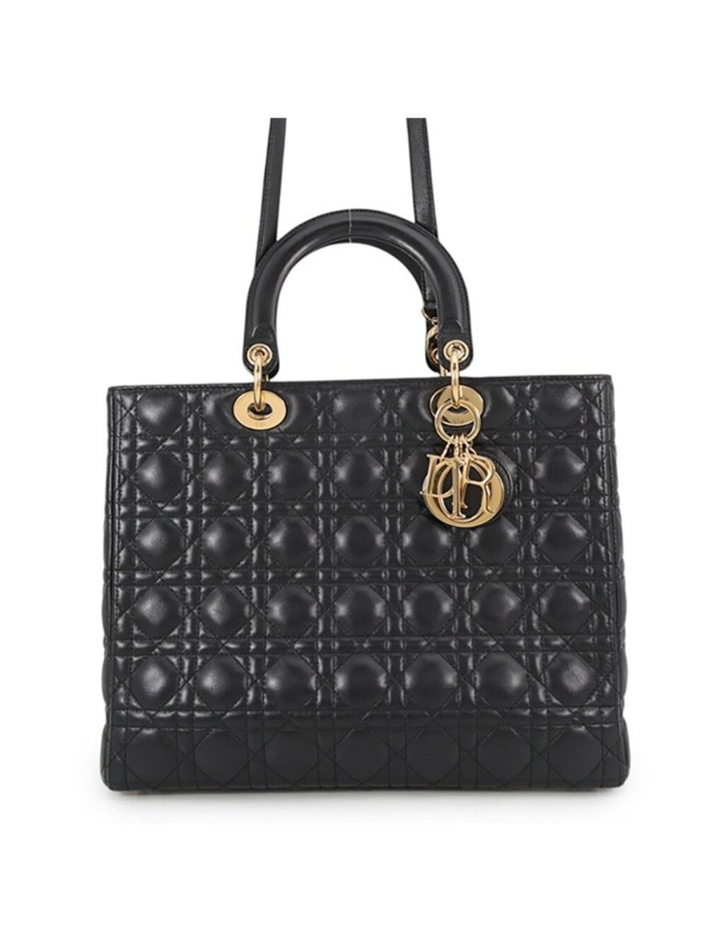 Dior Handbag Lady Cannage Large 2-Way Black
